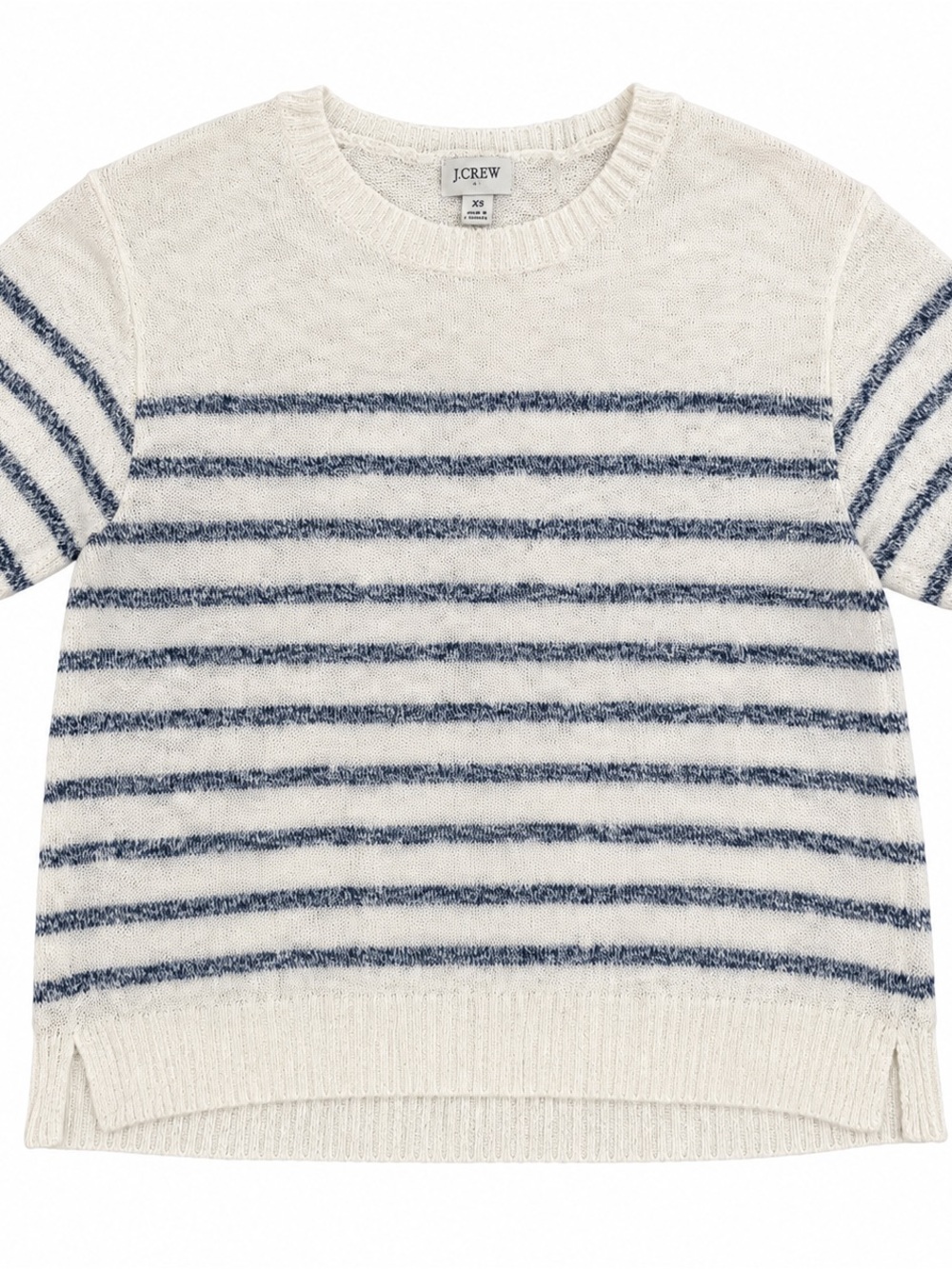 J. Crew Kids Cream & Navy Striped Short-Sleeve Sweater XS